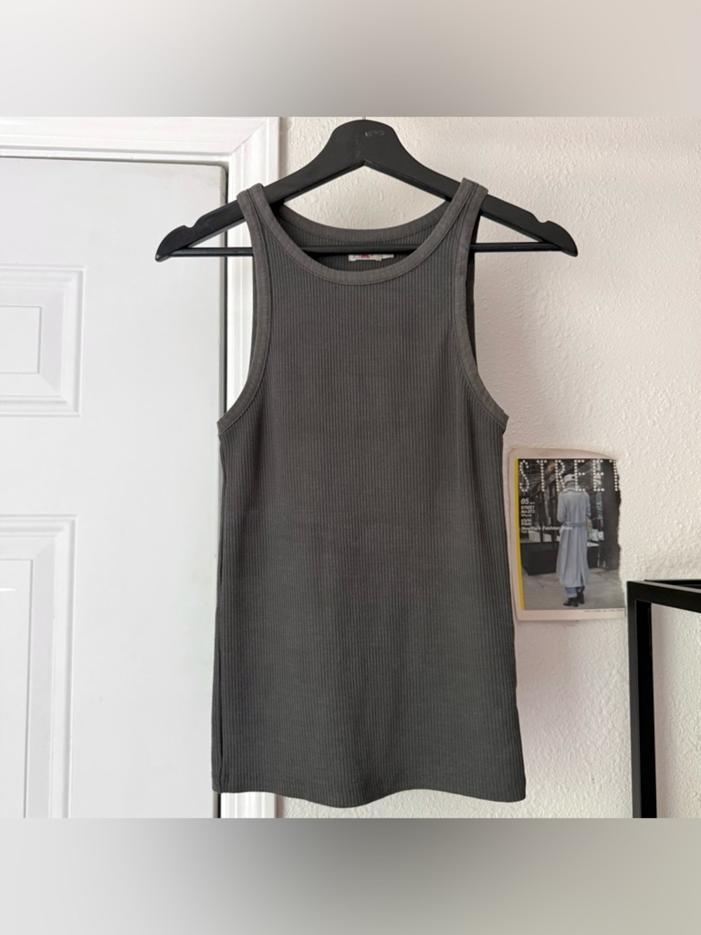 FAHERTY charcoal grey gray rib ribbed garment indigo dyed knit tank top